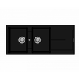 CARYSIL ENIGMA Black Granite Double Kitchen Sink with Drainboard 1160x500mm