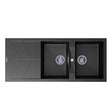 CARYSIL JAZZ Black Granite Double Kitchen Sink with Drainboard 1160x500mm