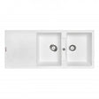 CARYSIL JAZZ White Granite Double Kitchen Sink with Drainboard 1160x500mm