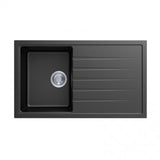 CARYSIL VIVALDI Black Granite Kitchen Sink with Drainboard 860x500mm