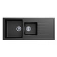 CARYSIL VIVALDI Black Granite Single and 1/2 Kitchen Sink with Drainboard 1160x500mm