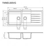 CARYSIL VIVALDI Grey Granite Single and 1/2 Kitchen Sink 1160x500mm