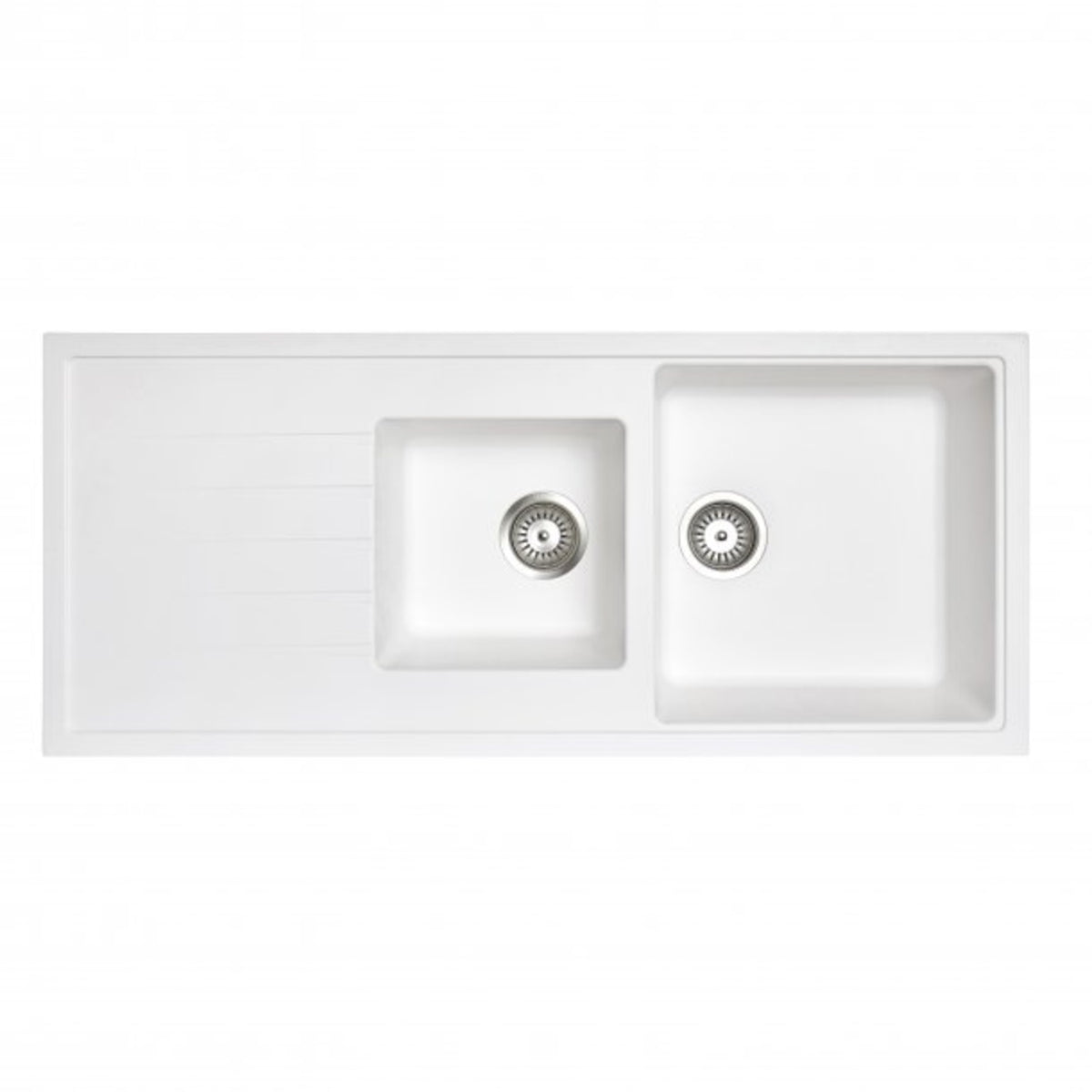 CARYSIL VIVALDI White Granite Single and 1/2 Kitchen Sink with Drainboard 1160x500mm