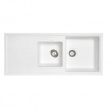 CARYSIL VIVALDI White Granite Single and 1/2 Kitchen Sink with Drainboard 1160x500mm