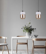 CASA: White With Amber Jar Shape Pendant Light