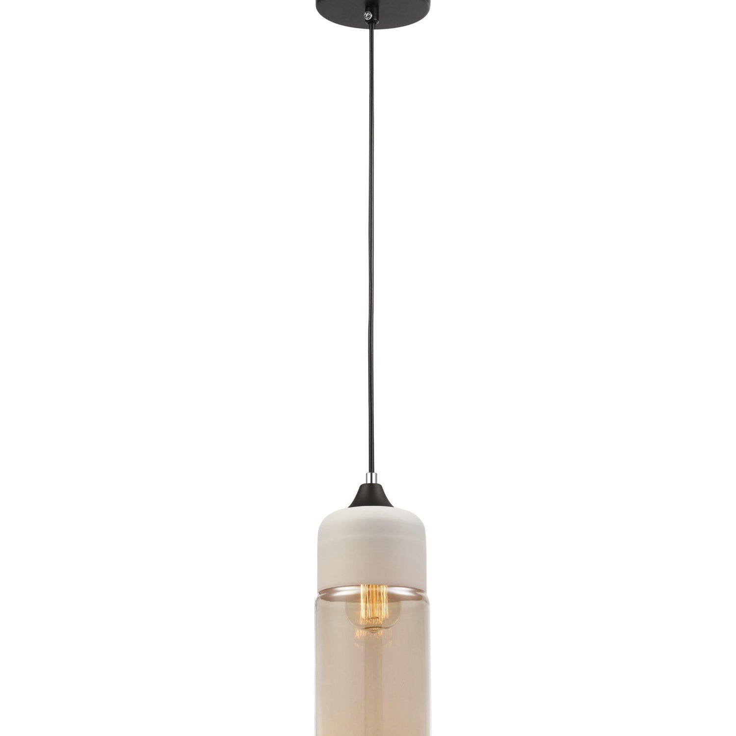 CASA: Retro White With Amber Oblong Pendant Light