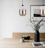 CASA: White With Amber Jar Shape Pendant Light