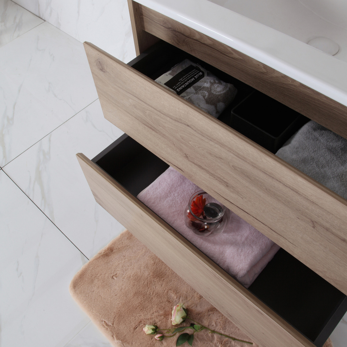 MAX MDF Wall Hung Vanity Max Oak (All Sizes)