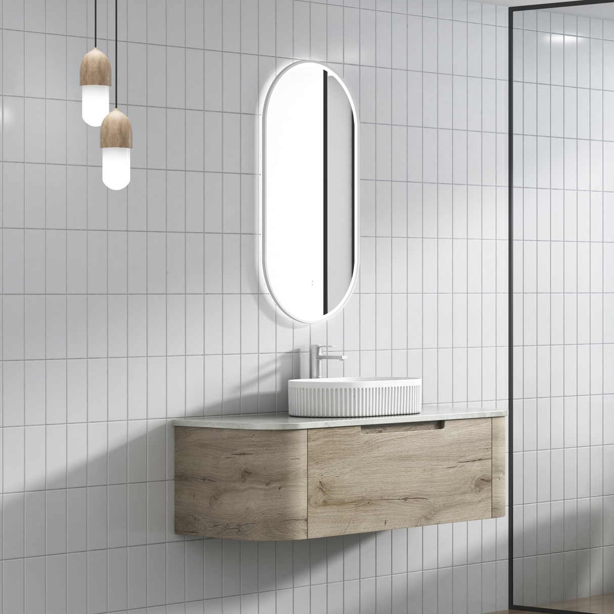 HAMILTON Wall Hung Curve Vanity Max Oak (All Sizes)
