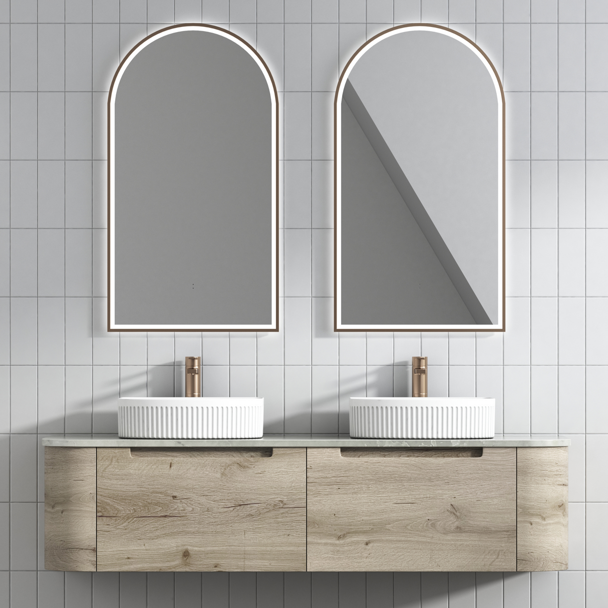 HAMILTON Wall Hung Curve Vanity Max Oak (All Sizes)