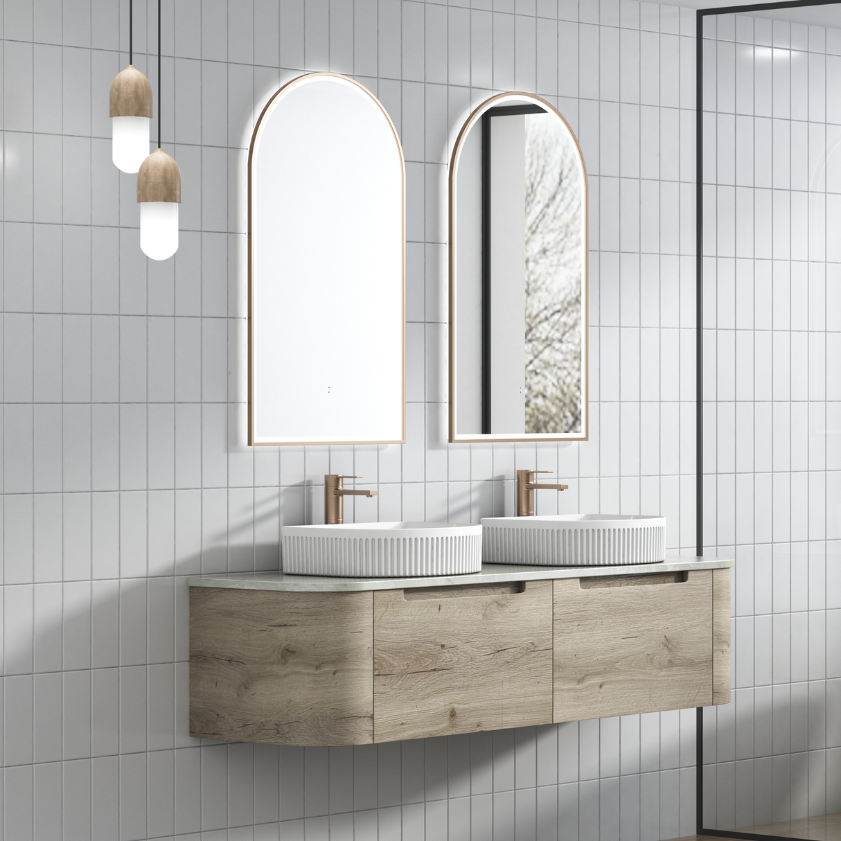 HAMILTON Wall Hung Curve Vanity Max Oak (All Sizes)