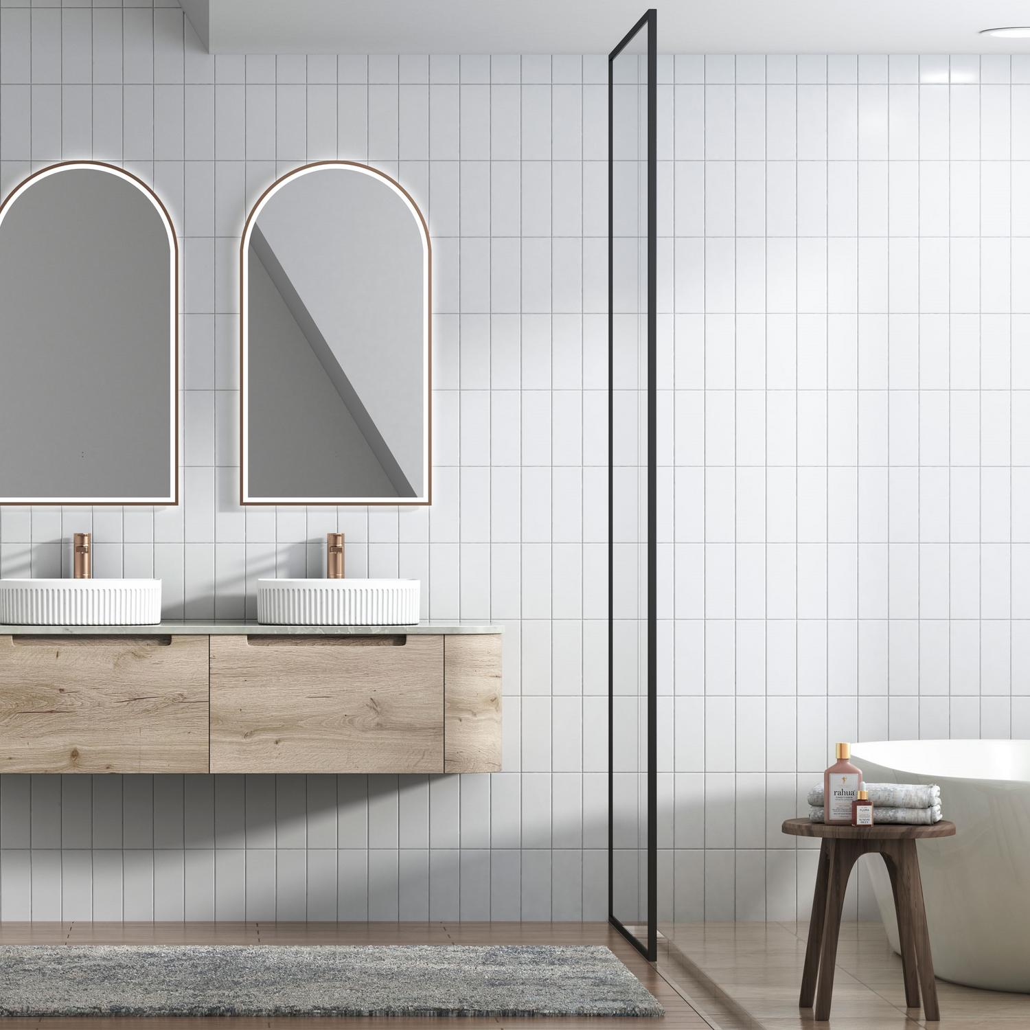 HAMILTON Wall Hung Curve Vanity Max Oak (All Sizes)
