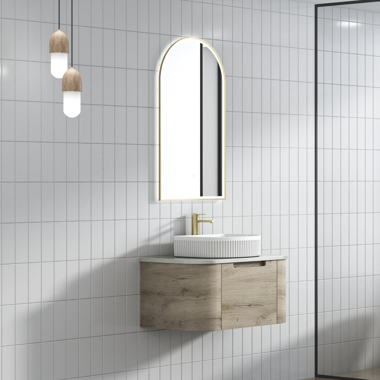 HAMILTON Wall Hung Curve Vanity Max Oak (All Sizes)
