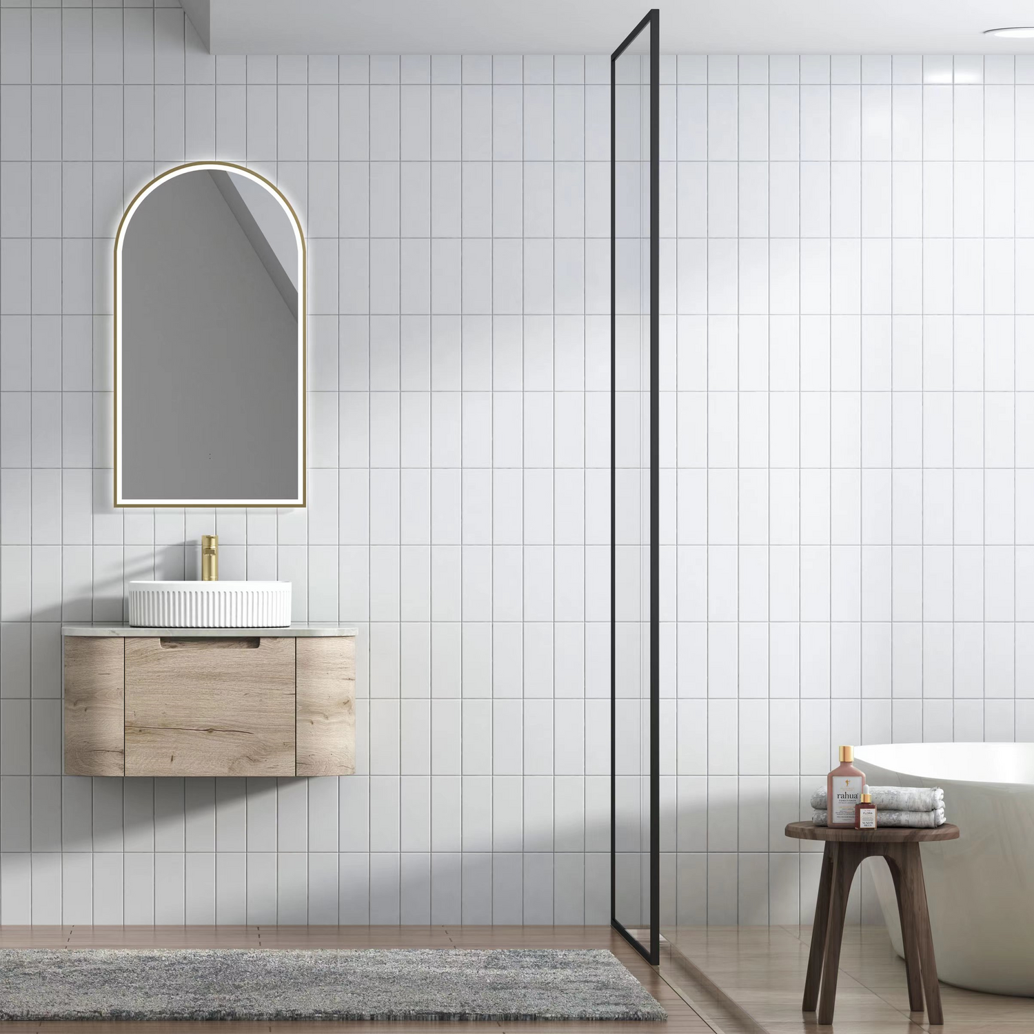 HAMILTON Wall Hung Curve Vanity Max Oak (All Sizes)