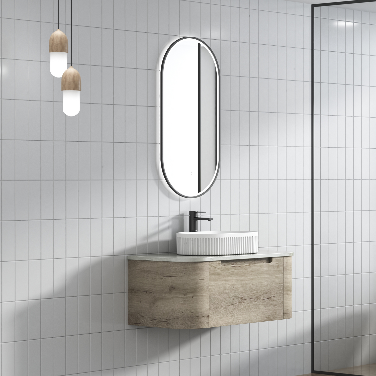 HAMILTON Wall Hung Curve Vanity Max Oak (All Sizes)