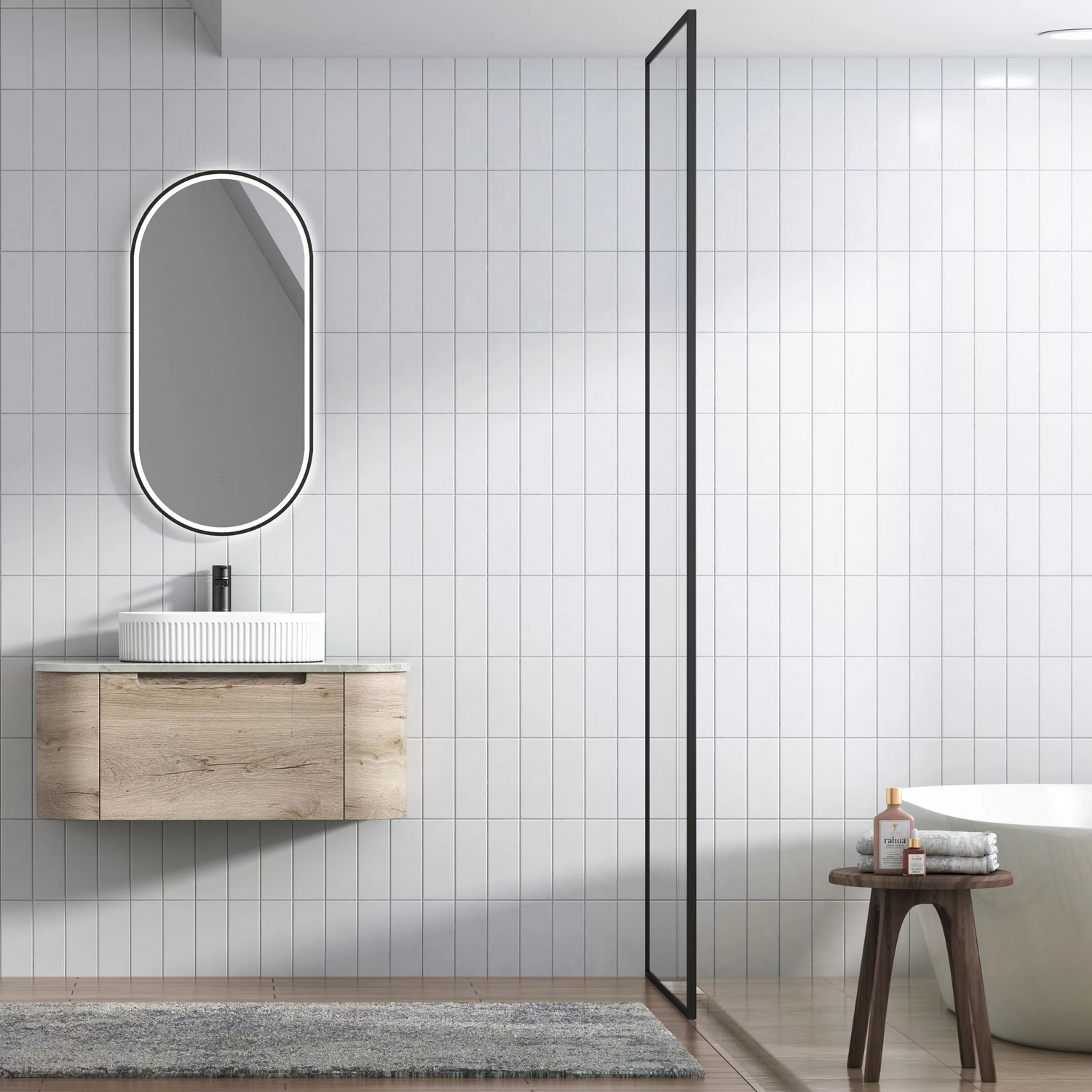 HAMILTON Wall Hung Curve Vanity Max Oak (All Sizes)