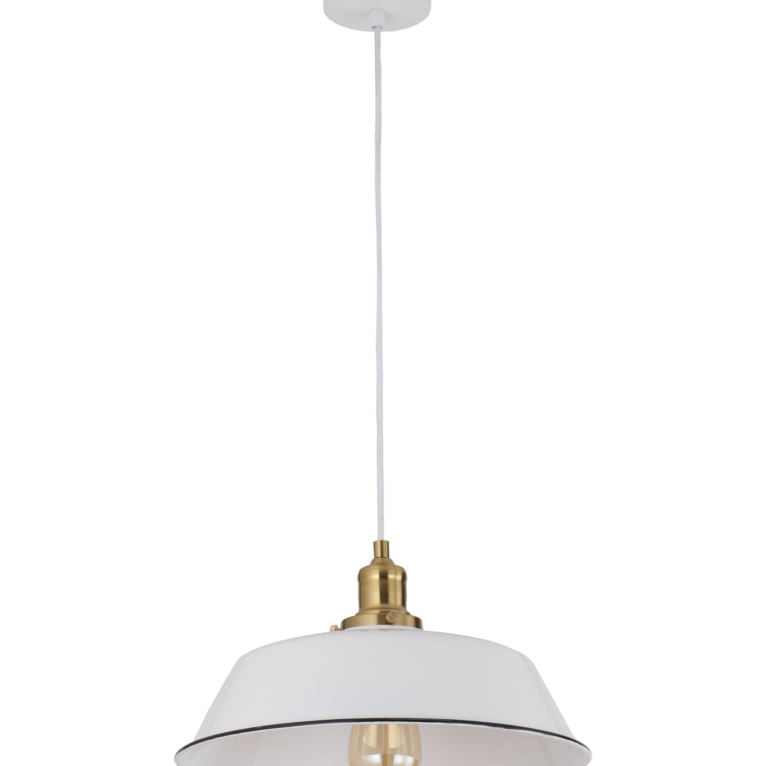 CEREMA: Interior White with Antique Brass & Black Highlight Angled Dome Pendant Light