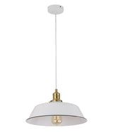 CEREMA: Interior White with Antique Brass & Black Highlight Angled Dome Pendant Light