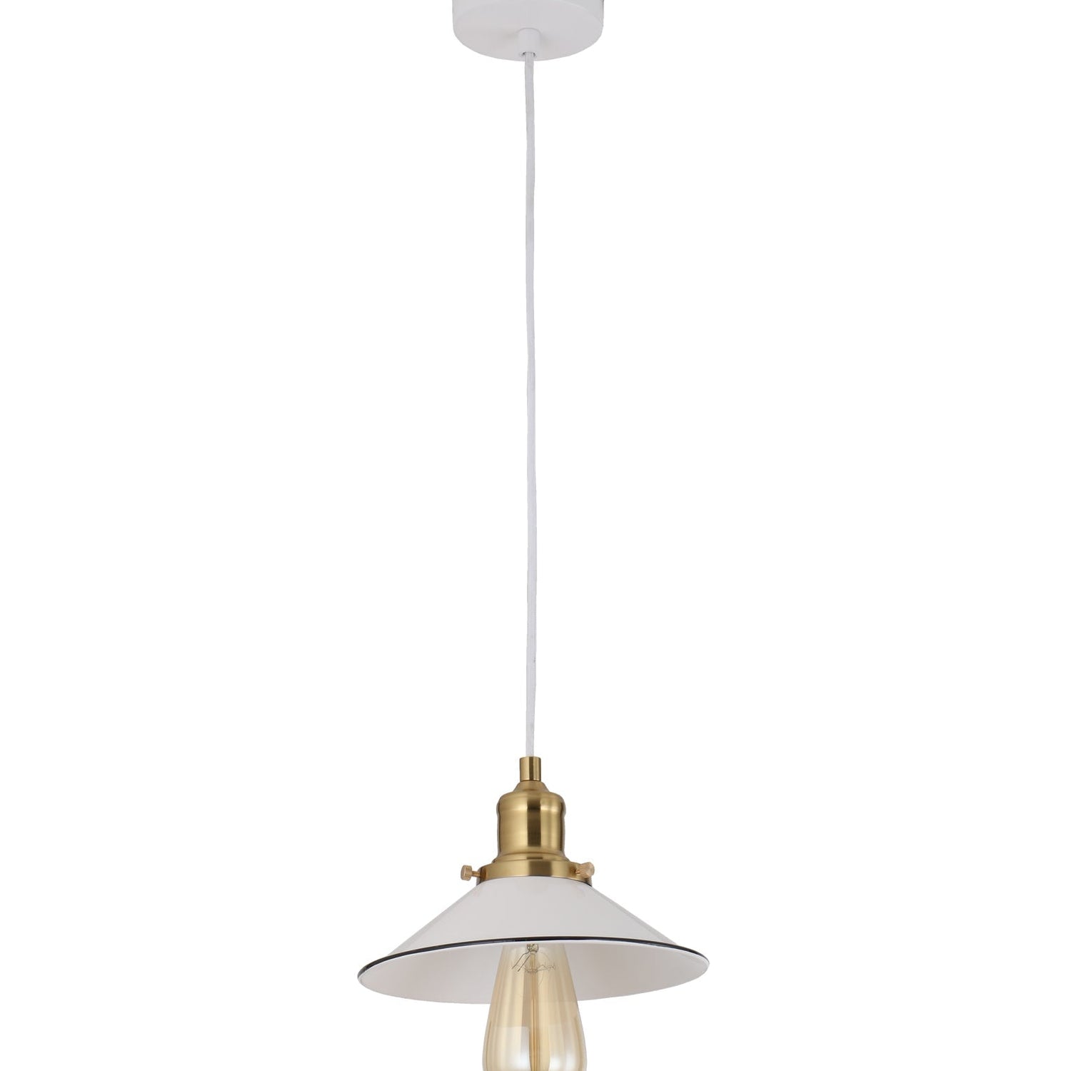 CEREMA: Interior Small White with Antique Brass & Black Highlight Coolie Pendant Light