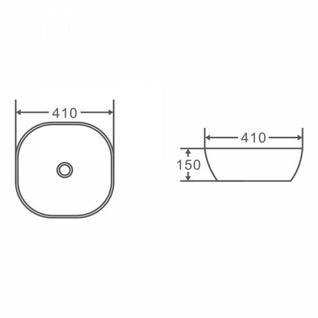 CHUR Round Counter Top Basin 410mm Specification Drawing