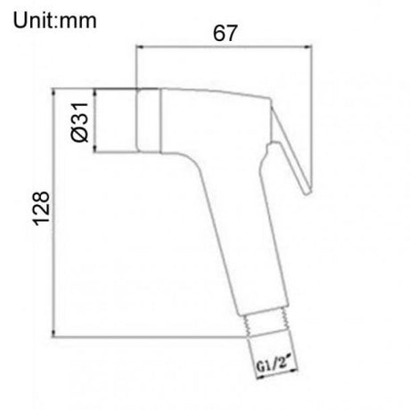 Round Toilet Bidet Spray Head Specification Drawing