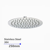 AQU Super Slim Round Rainfall Shower Head 250mm - Chrome
