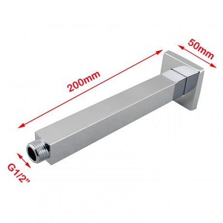 Blaze Square Ceiling Shower Arm 200mm - Chrome Technical Drawing