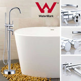 Round Freestanding Bath Mixer With Handheld Shower - Chrome