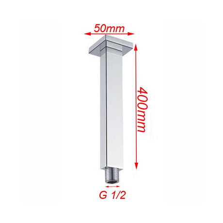Blaze Square Ceiling Shower Arm 400mm - Chrome Technical Drawing