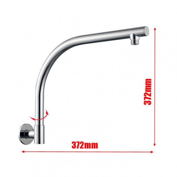 Blaze Round Swivel Gooseneck Shower Arm - Chrome Technical Drawing