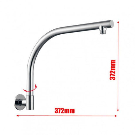 Blaze Round Swivel Gooseneck Shower Arm - Chrome Technical Drawing