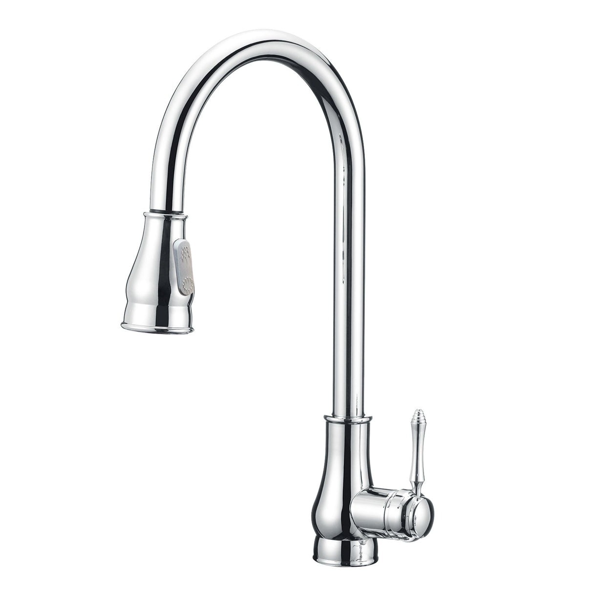 Round Vintage Pull Out Kitchen Sink Mixer Tap - Chrome