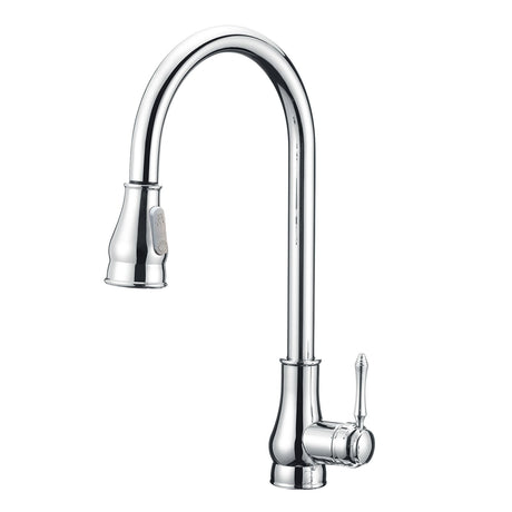 Round Vintage Pull Out Kitchen Sink Mixer Tap - Chrome