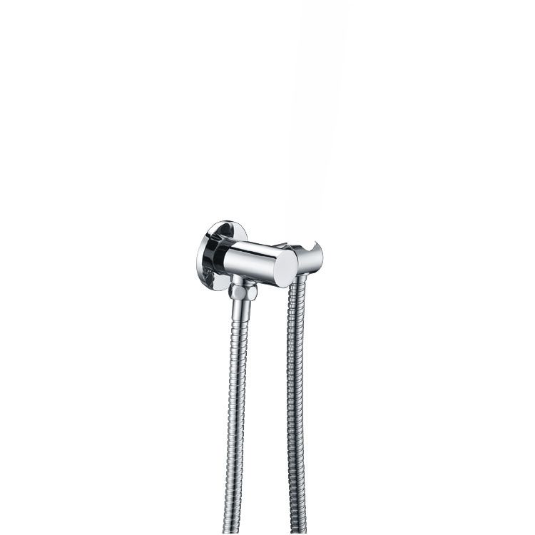 AQU Round Hand Held Shower Bracket Holder - Chrome