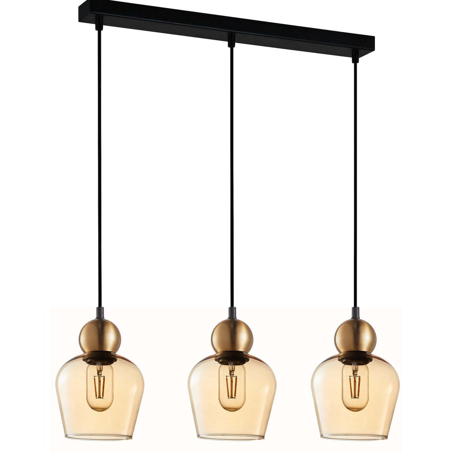 CHAMPAN: Interior Bronze Amber / Smokey Black Glass Ellipse Multiple Bar Base Pendant Lights