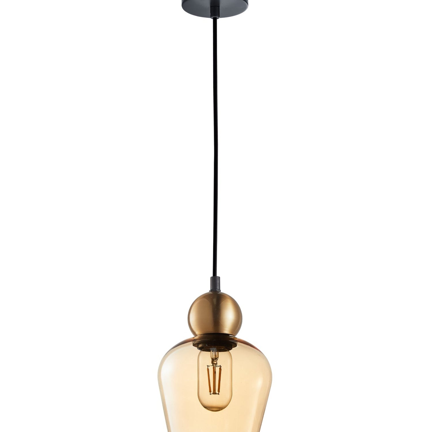 CHAMPAN: Interior Bronze Amber / Smokey Black Glass Ellipse Pendant Lights