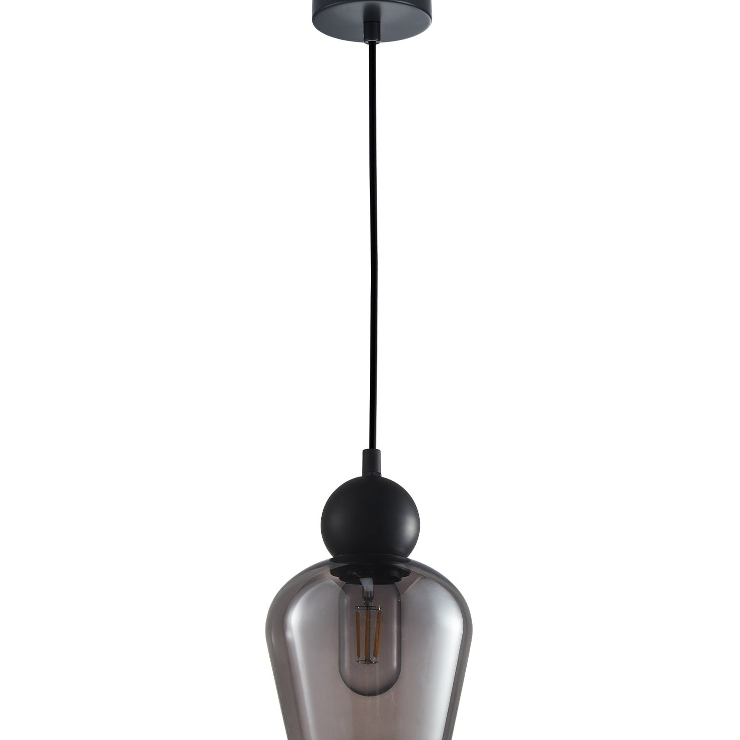 CHAMPAN: Interior Bronze Amber / Smokey Black Glass Ellipse Pendant Lights