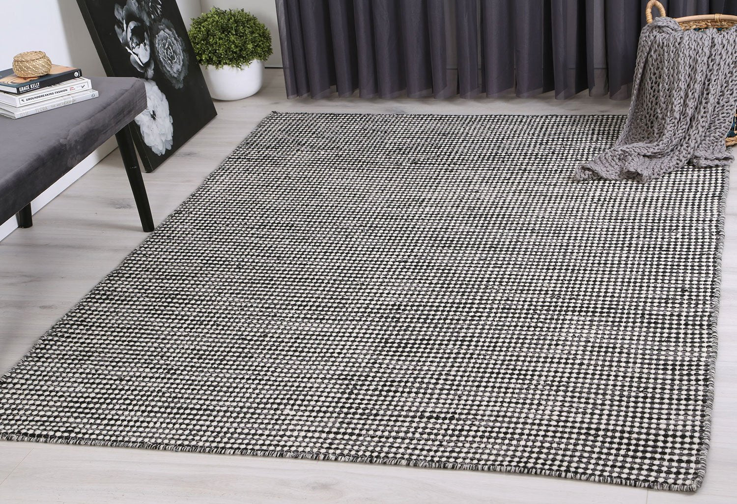Nordic Charcoal Grey Reversible Wool Rug