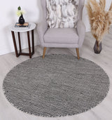 Nordic Charcoal Grey Reversible Wool Round Rug