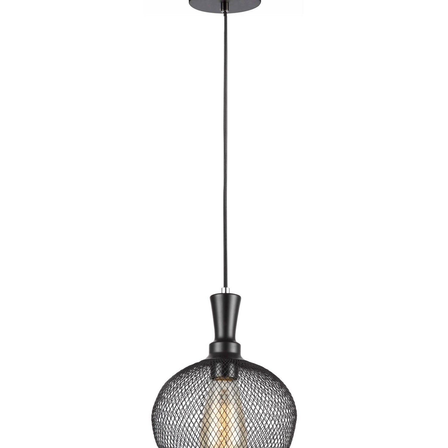 CHEVEUX: Industrial Black Mesh Bird Cage Wine Glass Shape Pendant Light