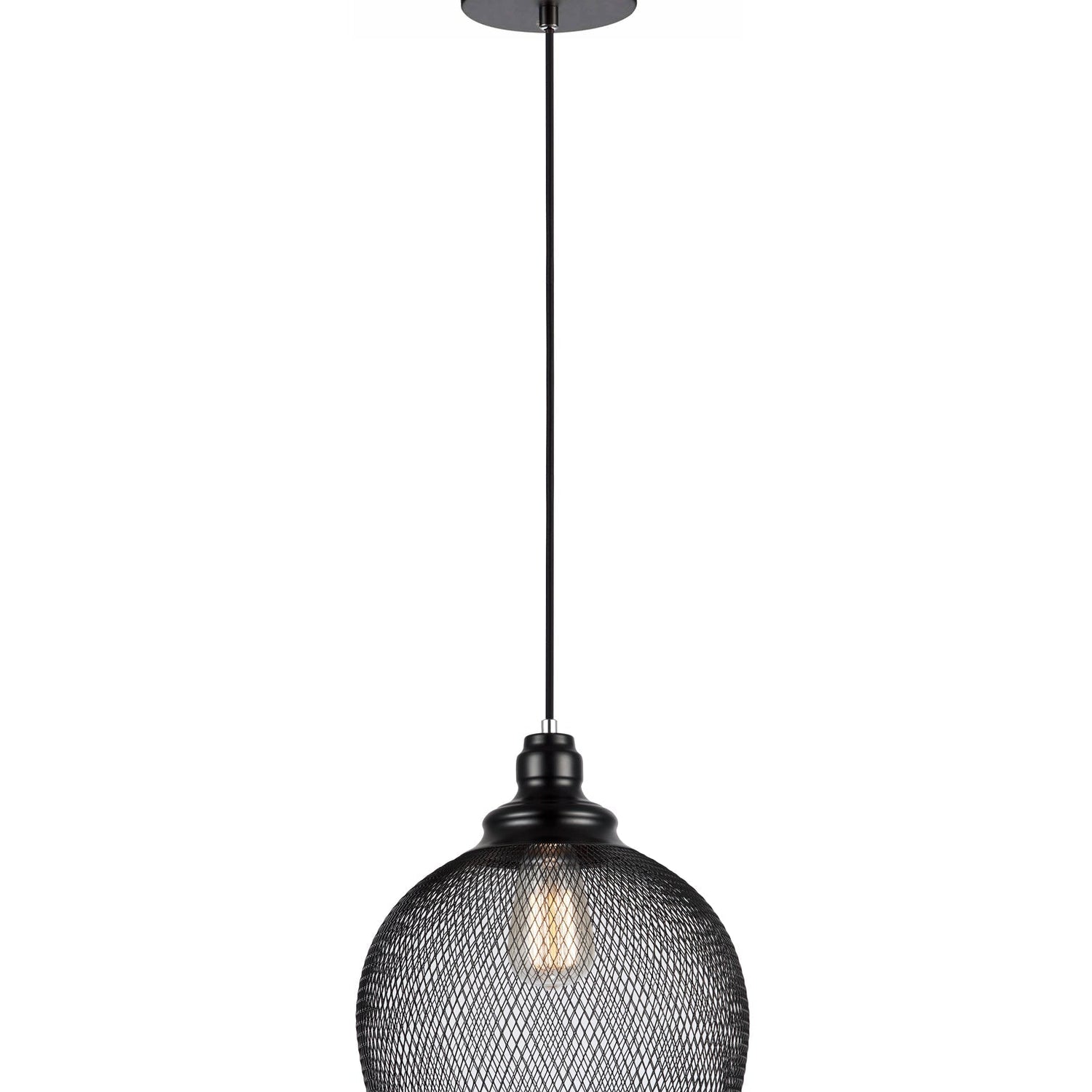 CHEVEUX: Industrial Black Mesh Bird Cage Wine Glass Shape Pendant Light