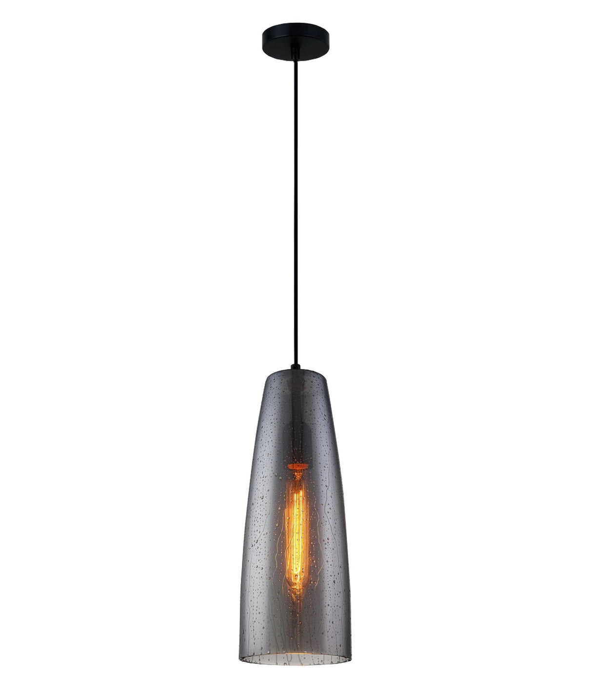 CHUVA: Smoke Black Glass with Rain Drop Effect Long Cone Shape Pendant Light