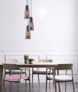 CHUVA: Smoke Black Glass with Rain Drop Effect Long Cone Shape Pendant Light