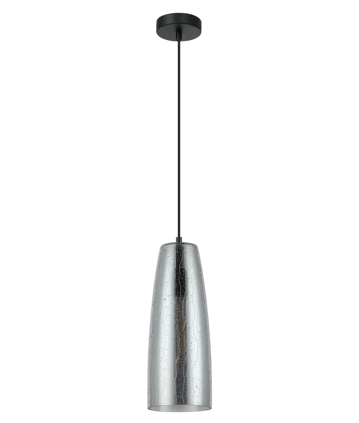 CHUVA: Smoke Black Glass with Rain Drop Effect Long Cone Shape Pendant Light