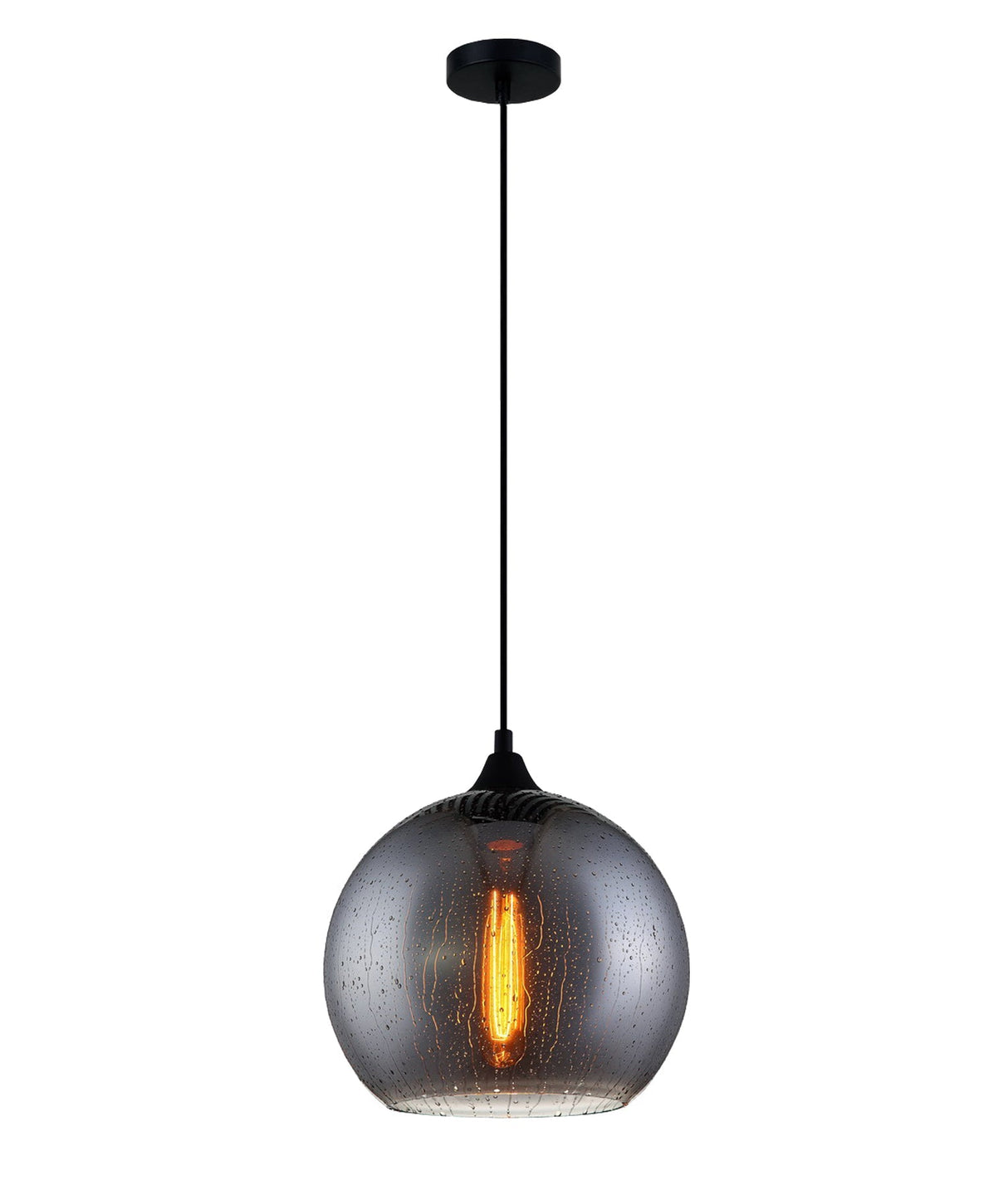CHUVA: Smoke Black Glass with Rain Drop Effect Wine Glass Shape Pendant Light