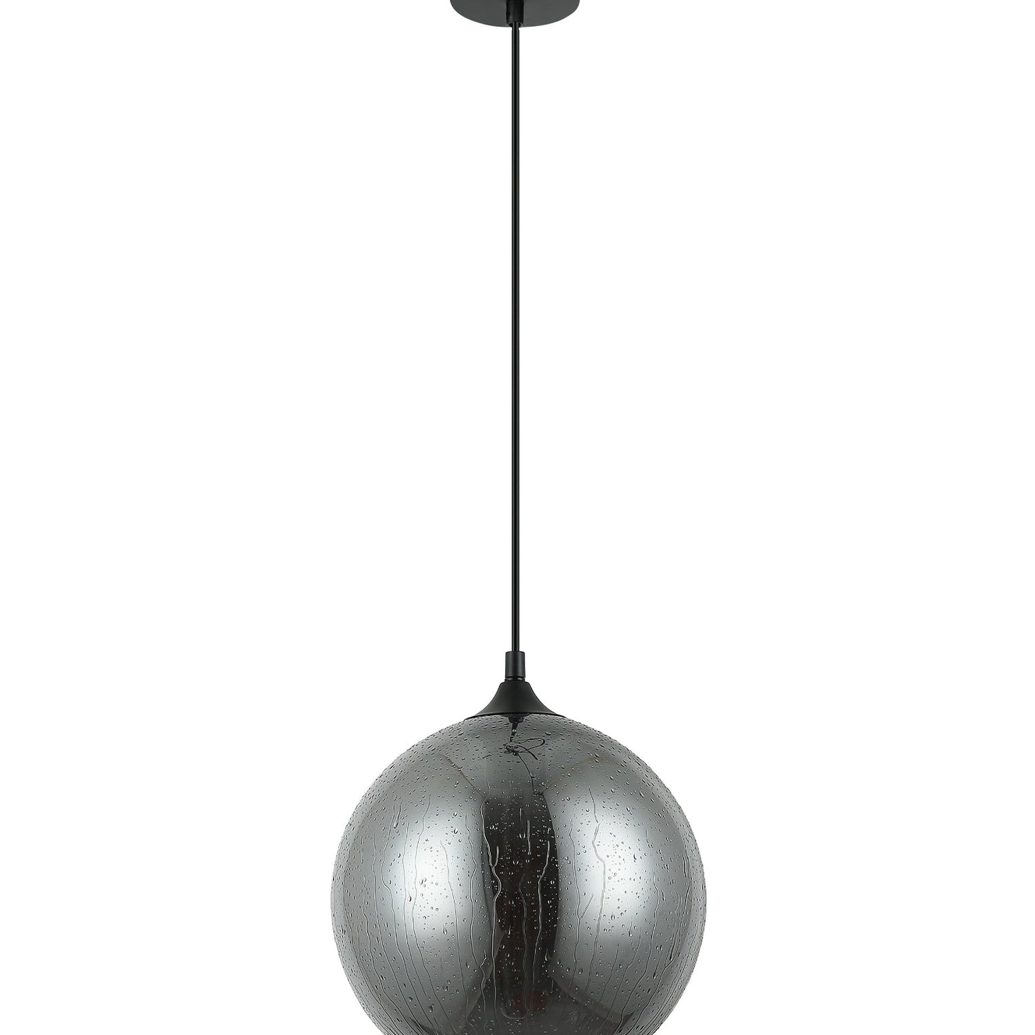 CHUVA: Smoke Black Glass with Rain Drop Effect Wine Glass Shape Pendant Light