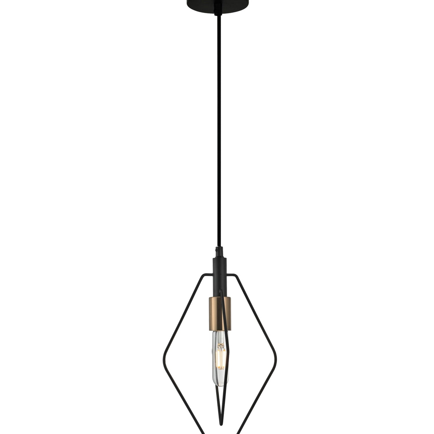 CONTOUR: Interior Black Wire Diamond Shape Pendant Light