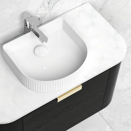 COOGEE Wall Hung Curve Vanity Black Oak