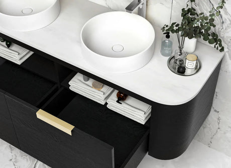 COOGEE Wall Hung Curve Vanity Black Oak