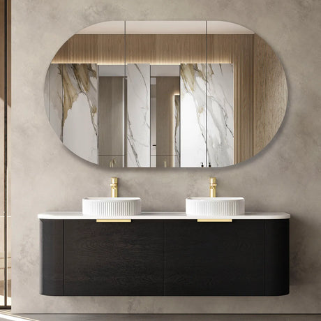 COOGEE Wall Hung Curve Vanity Black Oak